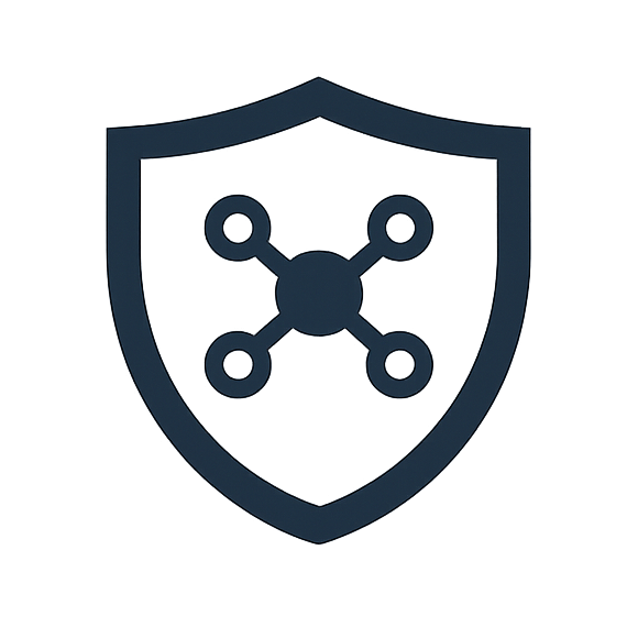 secure icon showing a shield with a drone inside the shield
